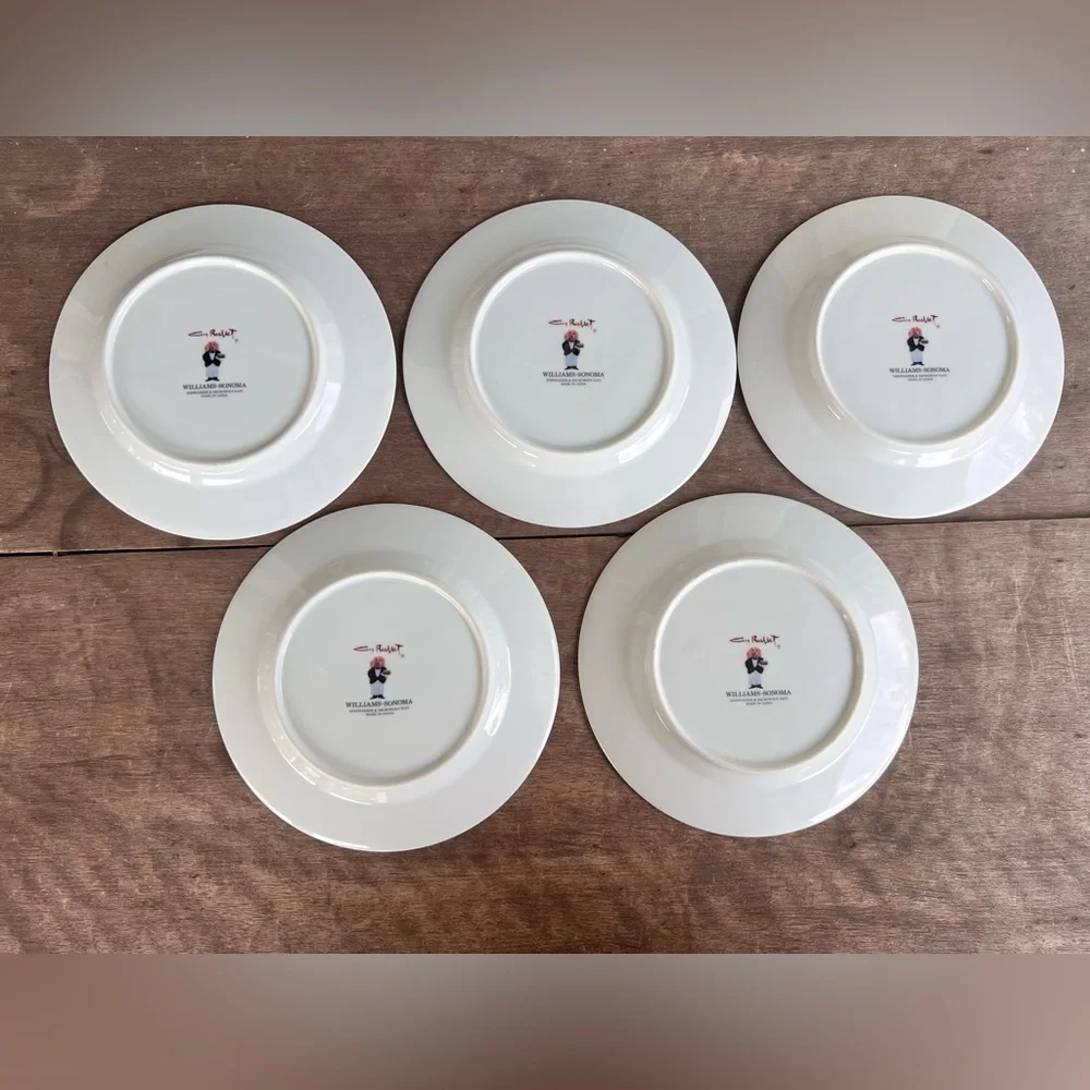 Williams Sonoma Guy Buffet Les Garcons Sommelier Waiter Salad/Dessert Plate Set5